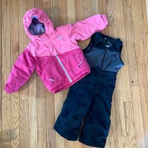 North Face 2T Pink Winter Jacket and Black Snow Pants